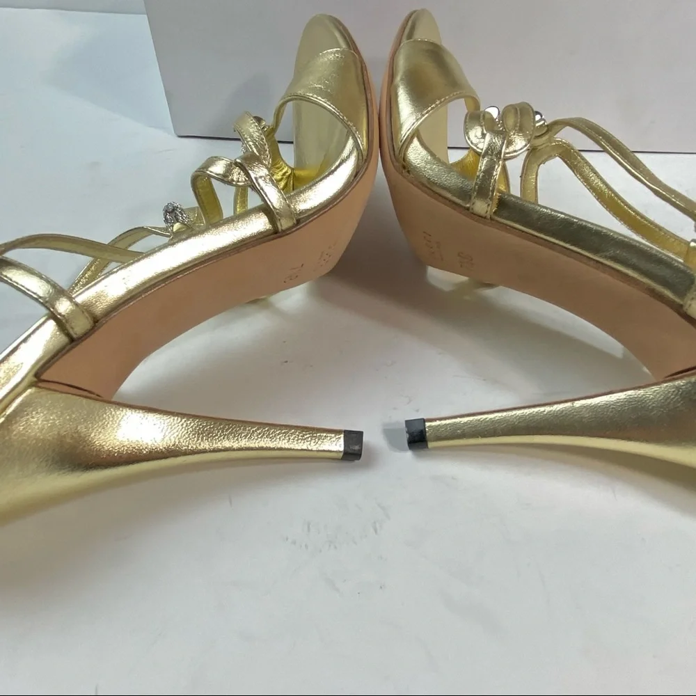 NWT Gucci crystal gold Milady sandals 7.5